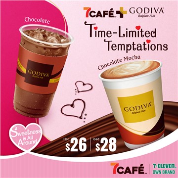 7-Eleven’s own brand 7CAFÉ collaborates with GODIVA for the first time and launches 3 new chocolate "Limited Edition Sweet Surprise" drinks